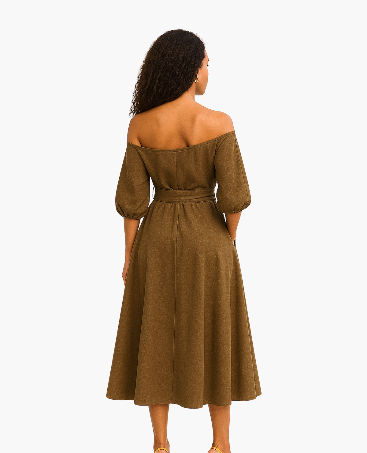 Robe Épaules Dénudées Femme Dos-Nu – Fluide & Féminine | Cocktail & Invitée Mariage – vue 5