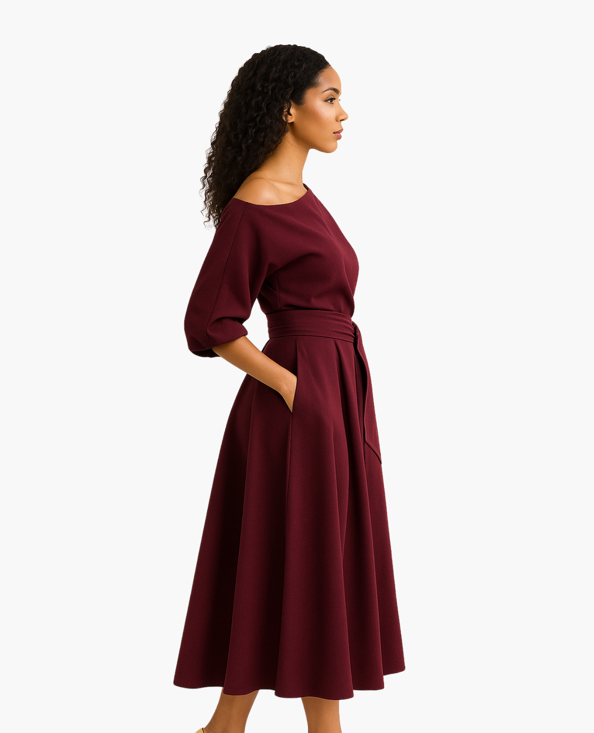 Robe Épaules Dénudées Femme Dos-Nu – Fluide & Féminine | Cocktail & Invitée Mariage – vue 9