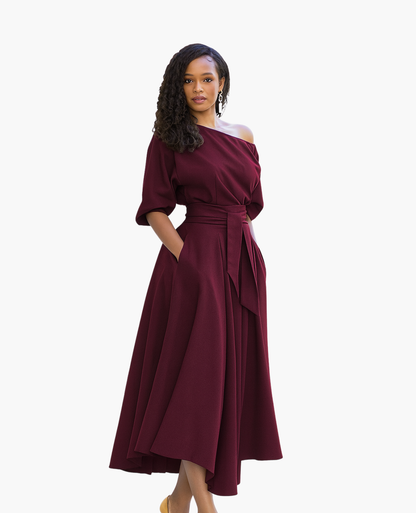 Robe Épaules Dénudées Femme Dos-Nu – Fluide & Féminine | Cocktail & Invitée Mariage – vue 7