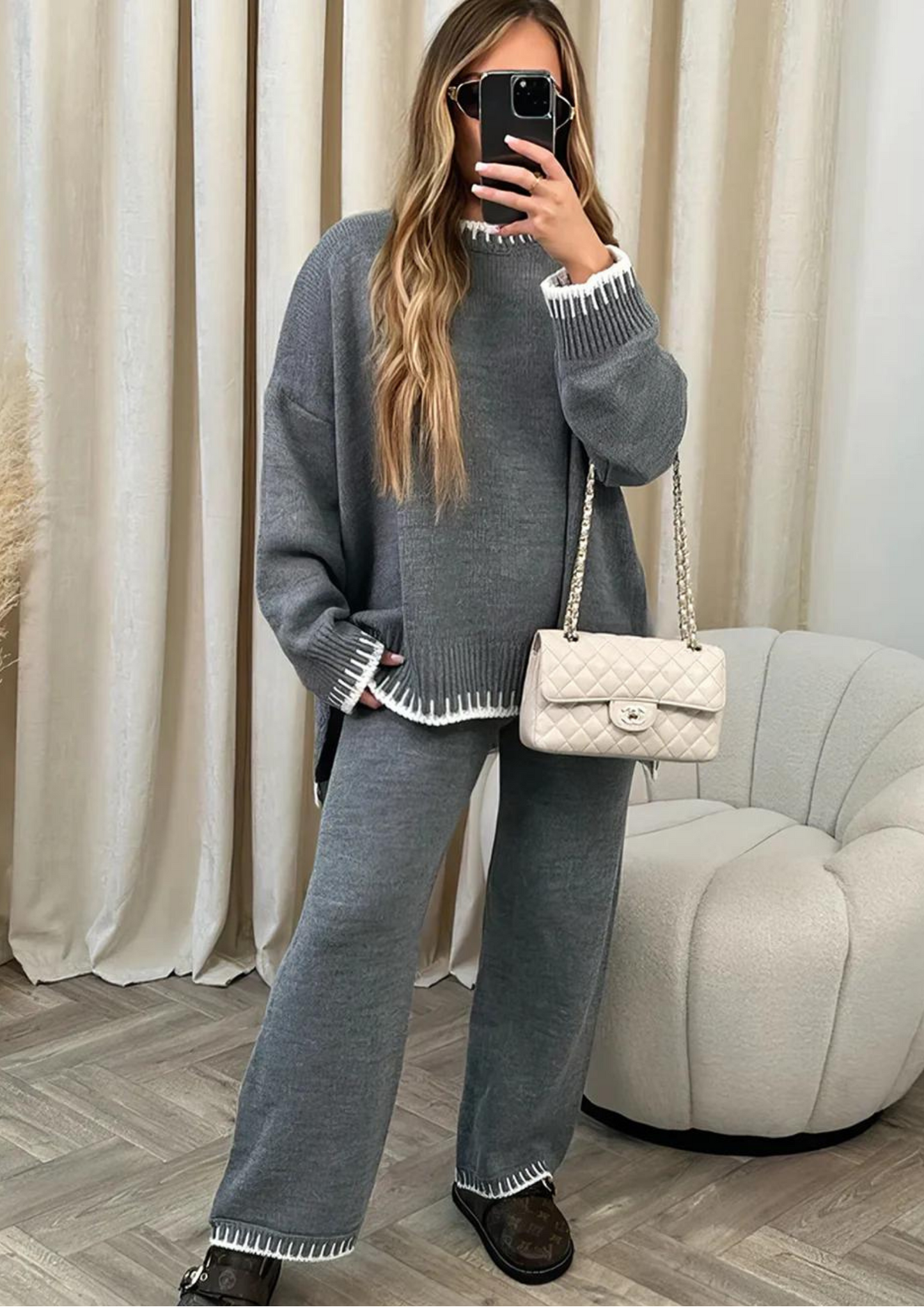 Zachte Dames Loungewear Set met Wijde Broek en Trui