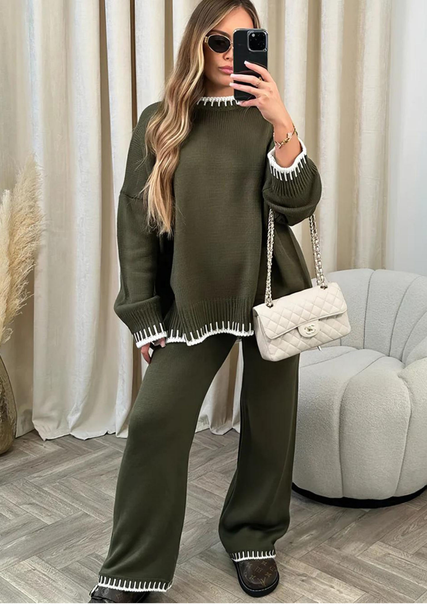 Zachte Dames Loungewear Set met Wijde Broek en Trui