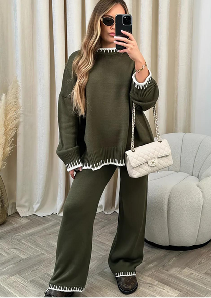 Zachte Dames Loungewear Set met Wijde Broek en Trui