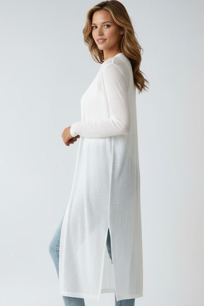 Long Soft Women's Cardigan With Open Front