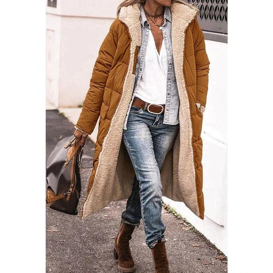 Warme Lange Dames Puffer Jas met Teddy Voering