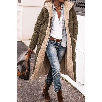 Warme Lange Dames Puffer Jas met Teddy Voering