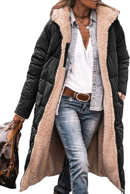 Warme Lange Dames Puffer Jas met Teddy Voering