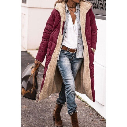 Warme Lange Dames Puffer Jas met Teddy Voering