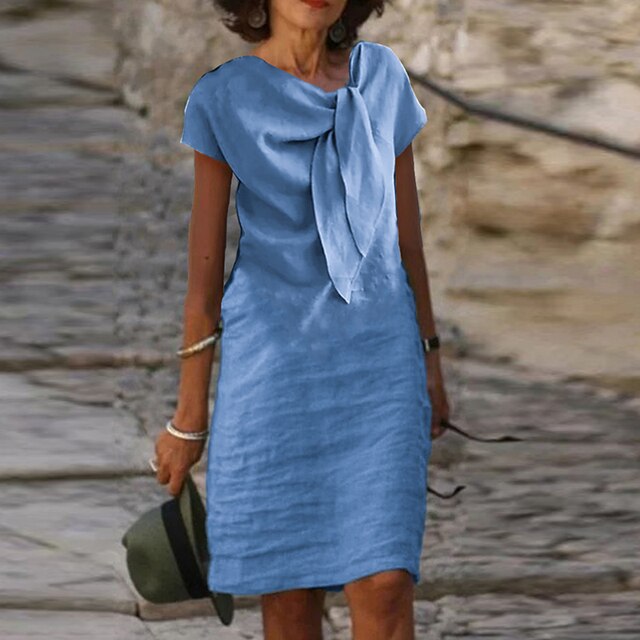 Breann | Elegante Strikdetail Midi Dames Jurk