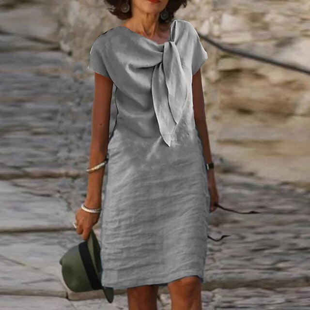 Breann | Elegante Strikdetail Midi Dames Jurk