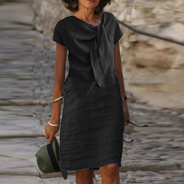 Breann | Elegante Strikdetail Midi Dames Jurk