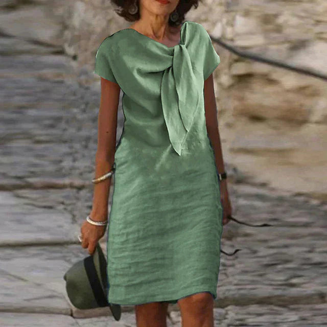 Breann | Elegante Strikdetail Midi Dames Jurk