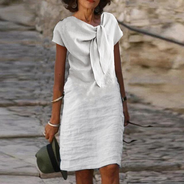 Breann | Elegante Strikdetail Midi Dames Jurk