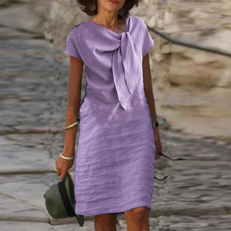 Breann | Elegante Strikdetail Midi Dames Jurk