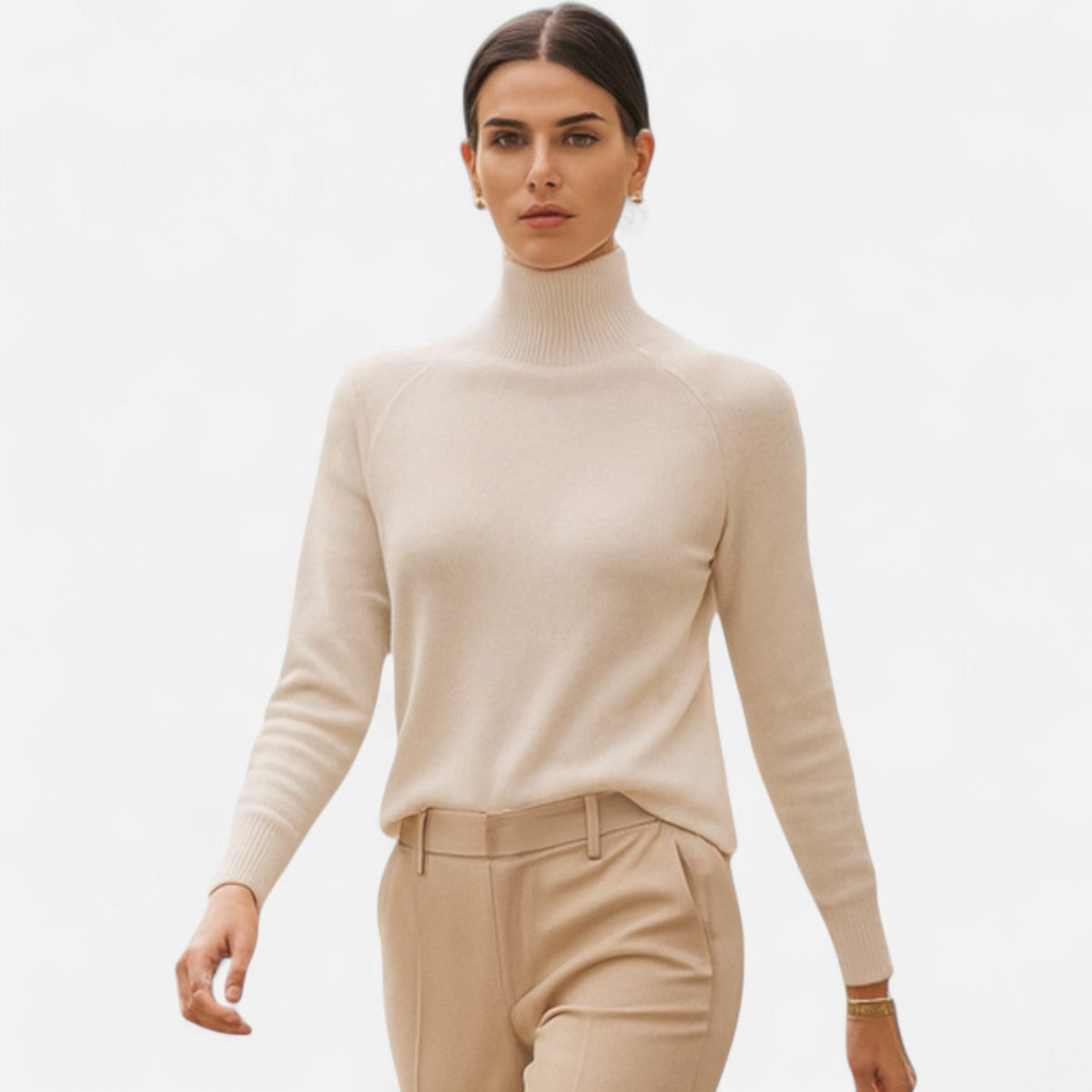 Zachte Merino Cashmere Dames Coltrui met Raglanmouwen en Ribboorden