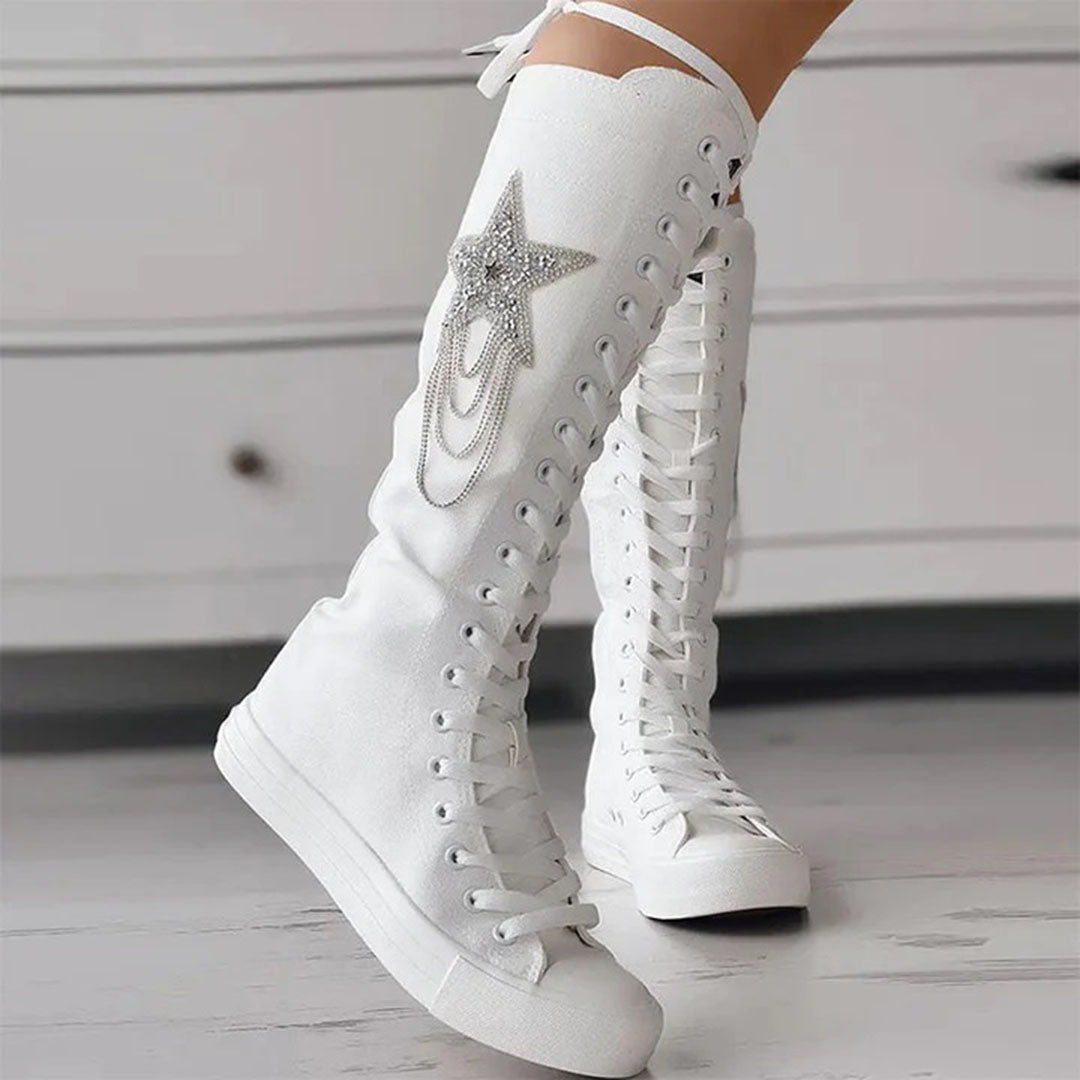 Lore | Leren Kniehoge Sneakers