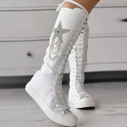Lore | Leren Kniehoge Sneakers