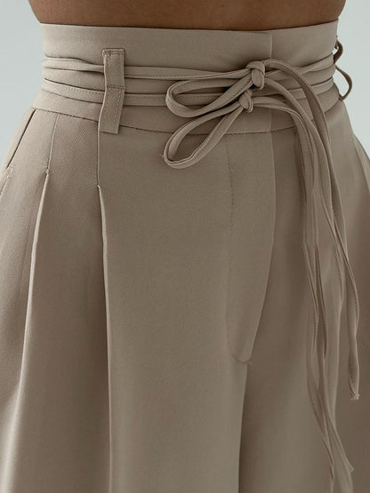 Comfortabele Dames Broek met Hoge Taille en Wijde Pijpen