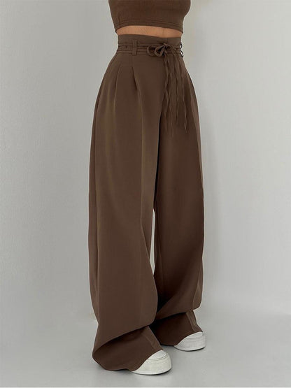 Comfortabele Dames Broek met Hoge Taille en Wijde Pijpen