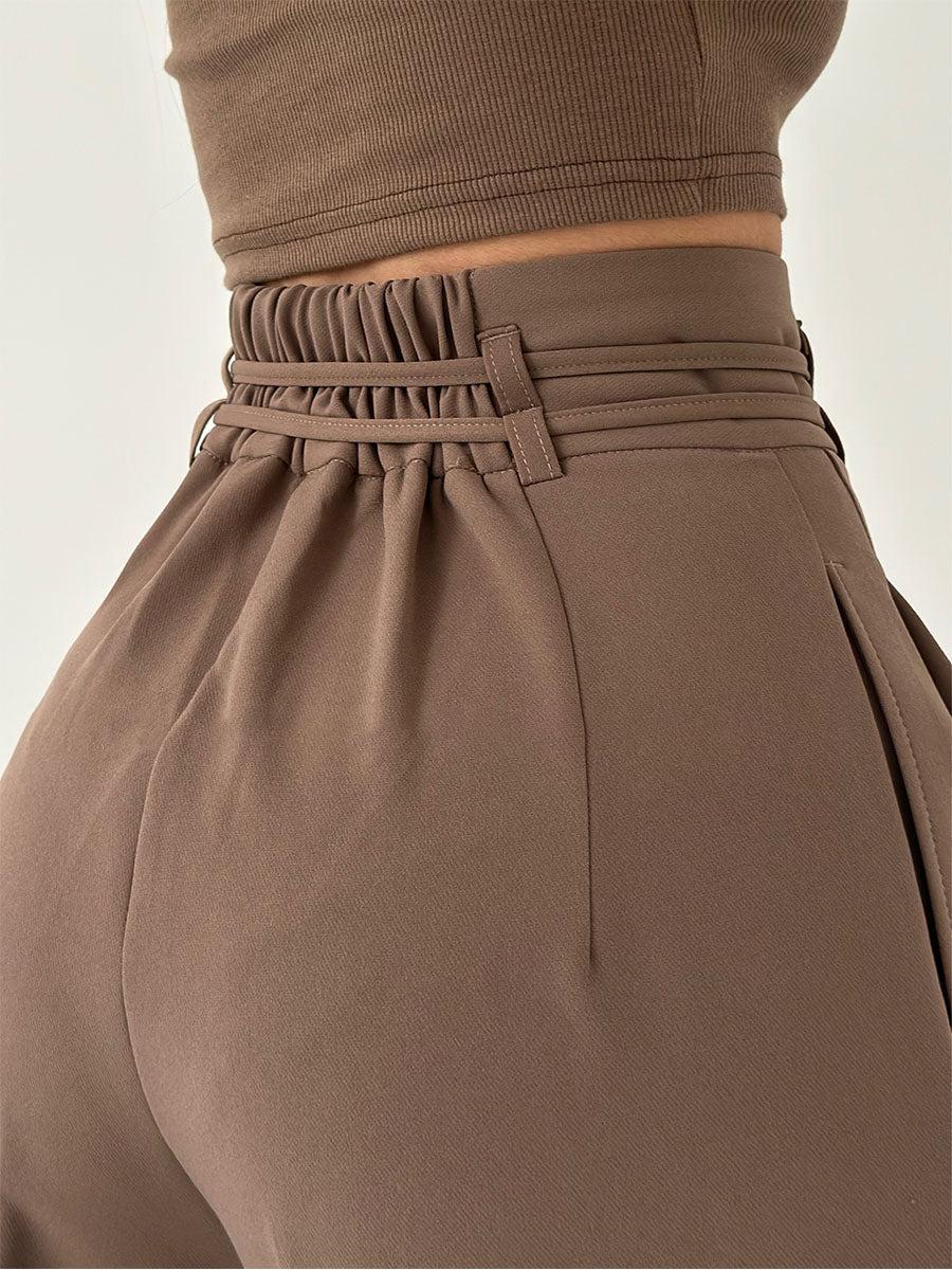 Comfortabele Dames Broek met Hoge Taille en Wijde Pijpen