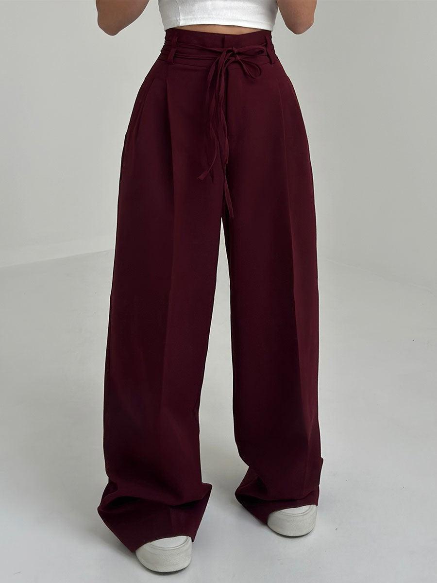 Comfortabele Dames Broek met Hoge Taille en Wijde Pijpen