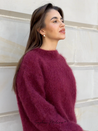 Luxe Oversized Dames Trui met Lange Mouwen en Ronde Hals