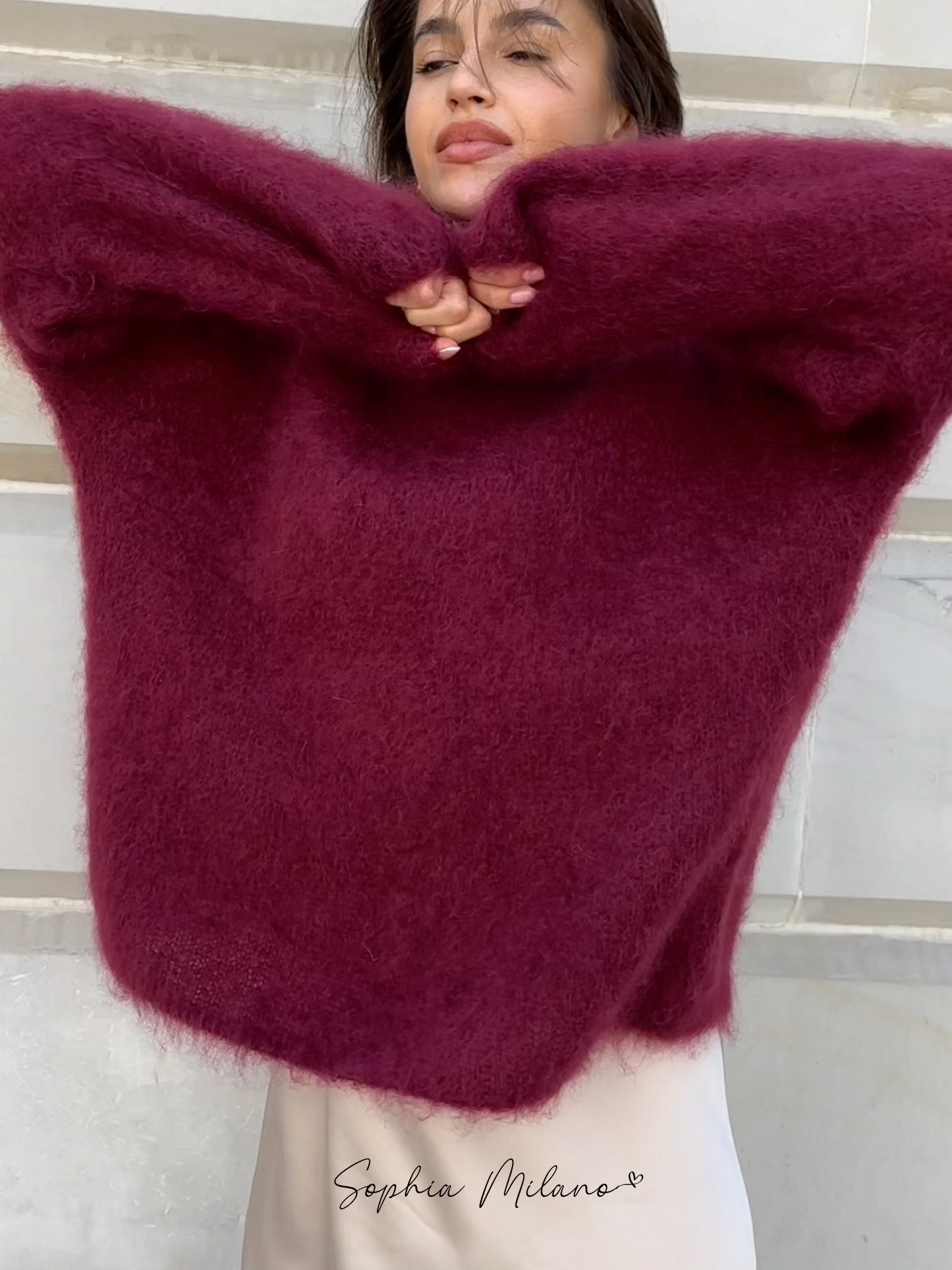 Luxe Oversized Dames Trui met Lange Mouwen en Ronde Hals