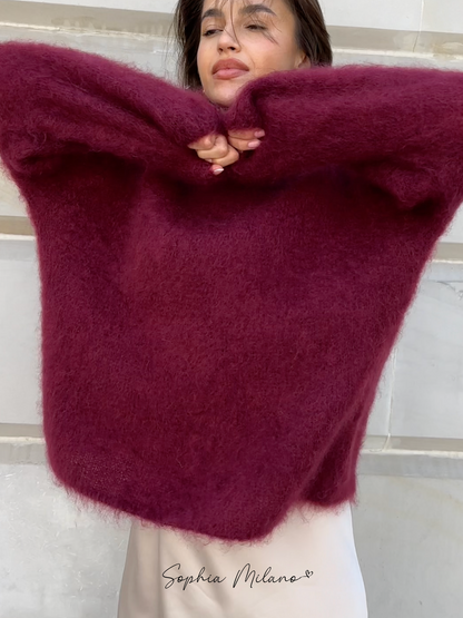 Luxe Oversized Dames Trui met Lange Mouwen en Ronde Hals