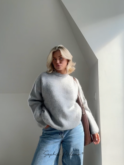 Luxe Oversized Dames Trui met Lange Mouwen en Ronde Hals