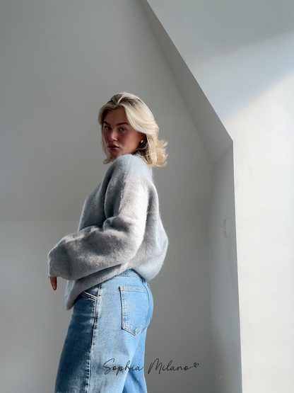 Luxe Oversized Dames Trui met Lange Mouwen en Ronde Hals