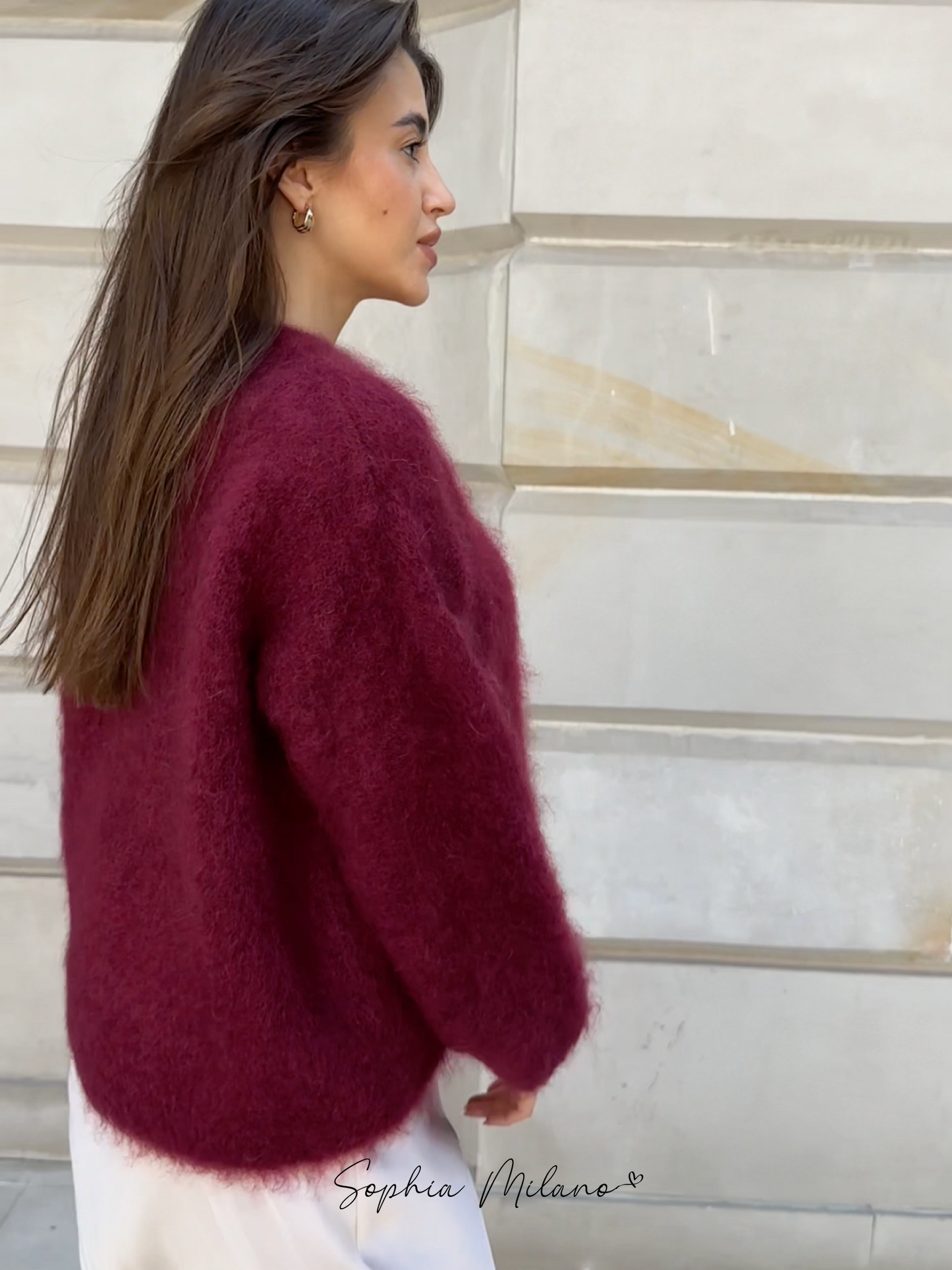 Luxe Oversized Dames Trui met Lange Mouwen en Ronde Hals