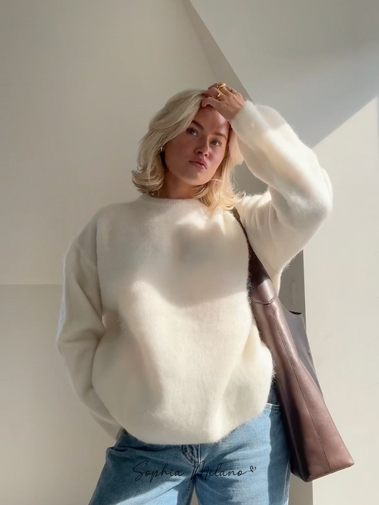 Luxe Oversized Dames Trui met Lange Mouwen en Ronde Hals