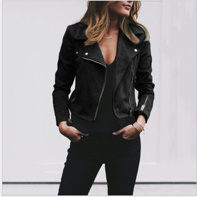 Desiree | Suède Look Bikerjack – Zwart