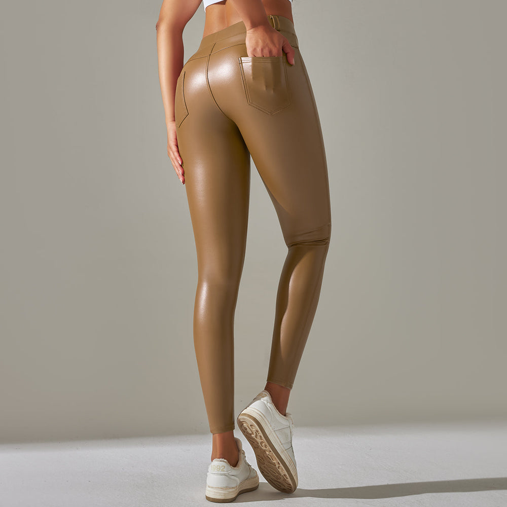 Angel | Glanzende Hoge-Taille Legging in Leerlook