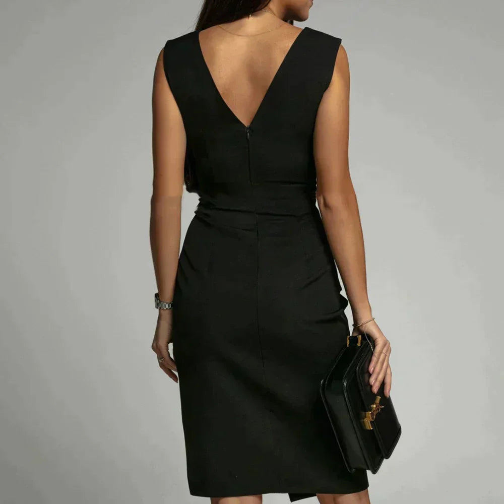 Laurita | Elegante Midi Jurk met Plooiaccenten