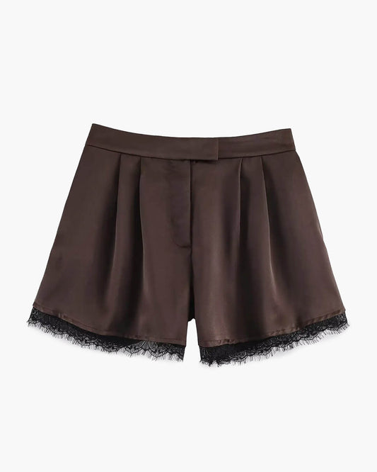Xylia | Dames Minishort - Luxe Satijn met Kanten Rand 0