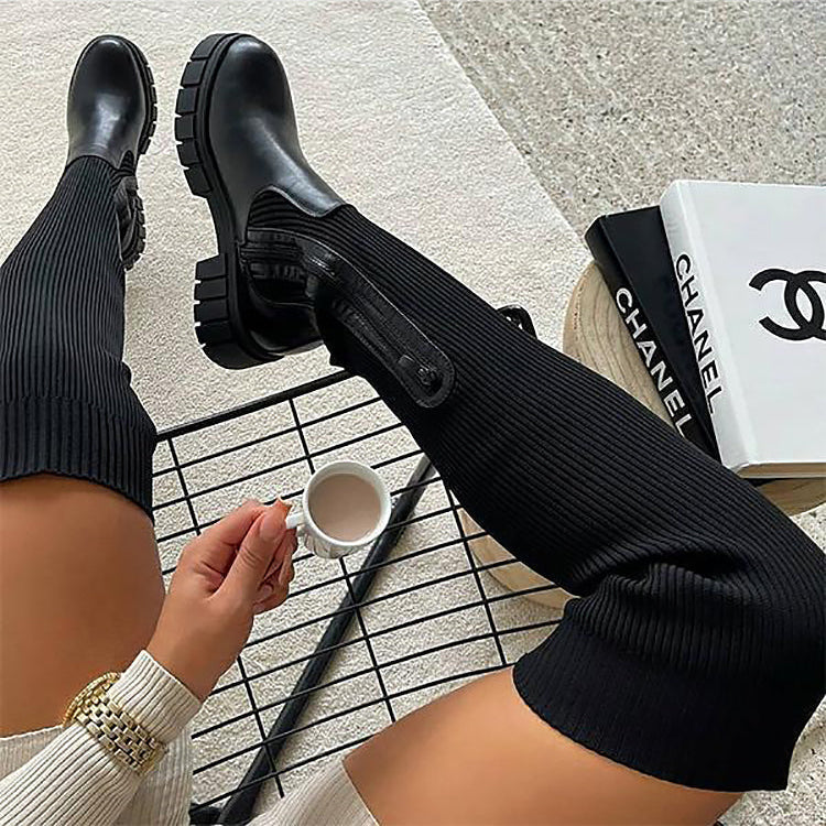 Trendy Stijlvolle Dames Kniehoge Laarzen met Rits