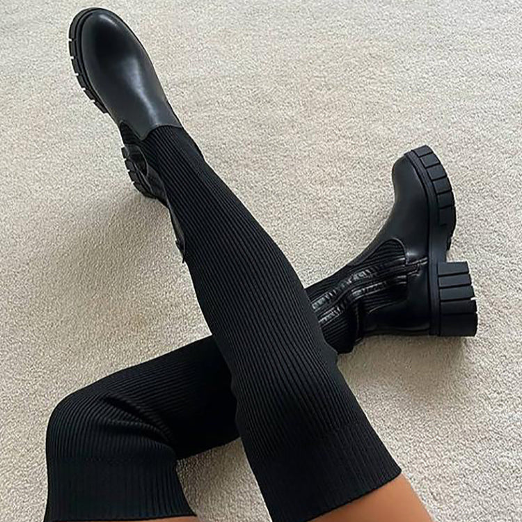 Trendy Stijlvolle Dames Kniehoge Laarzen met Rits