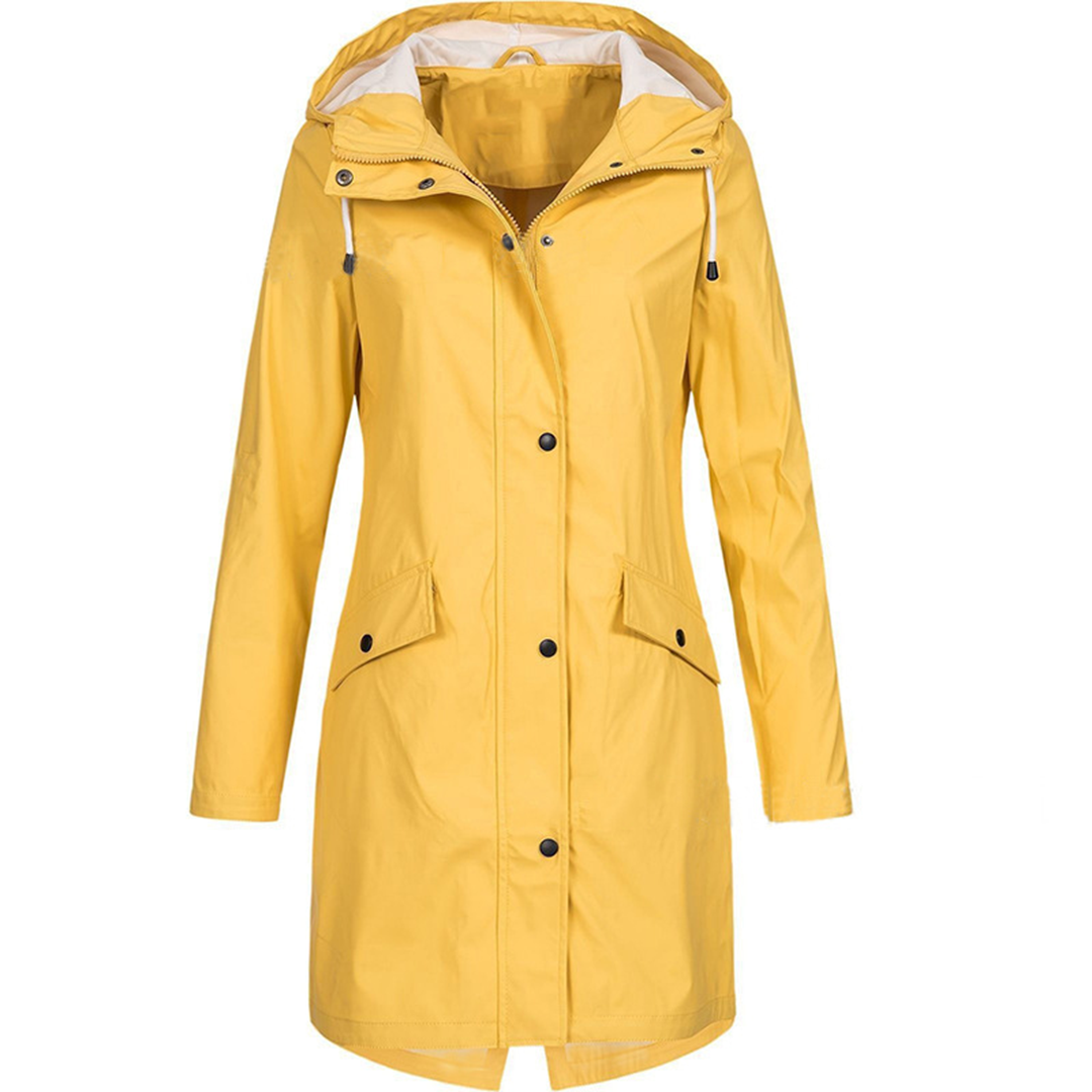 Trendy Waterdichte Lange Dames Jas met Capuchon