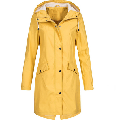 Trendy Waterdichte Lange Dames Jas met Capuchon
