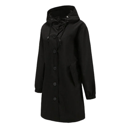 Waterdichte Dames Tussenjas met Capuchon en Knoopsluiting