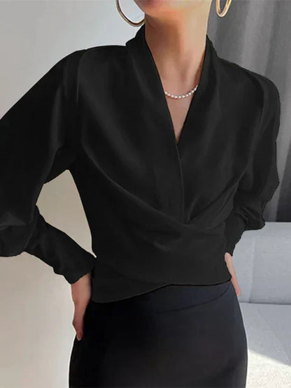 Elyse | Elegante Wikkelblouse met Lange Mouwen