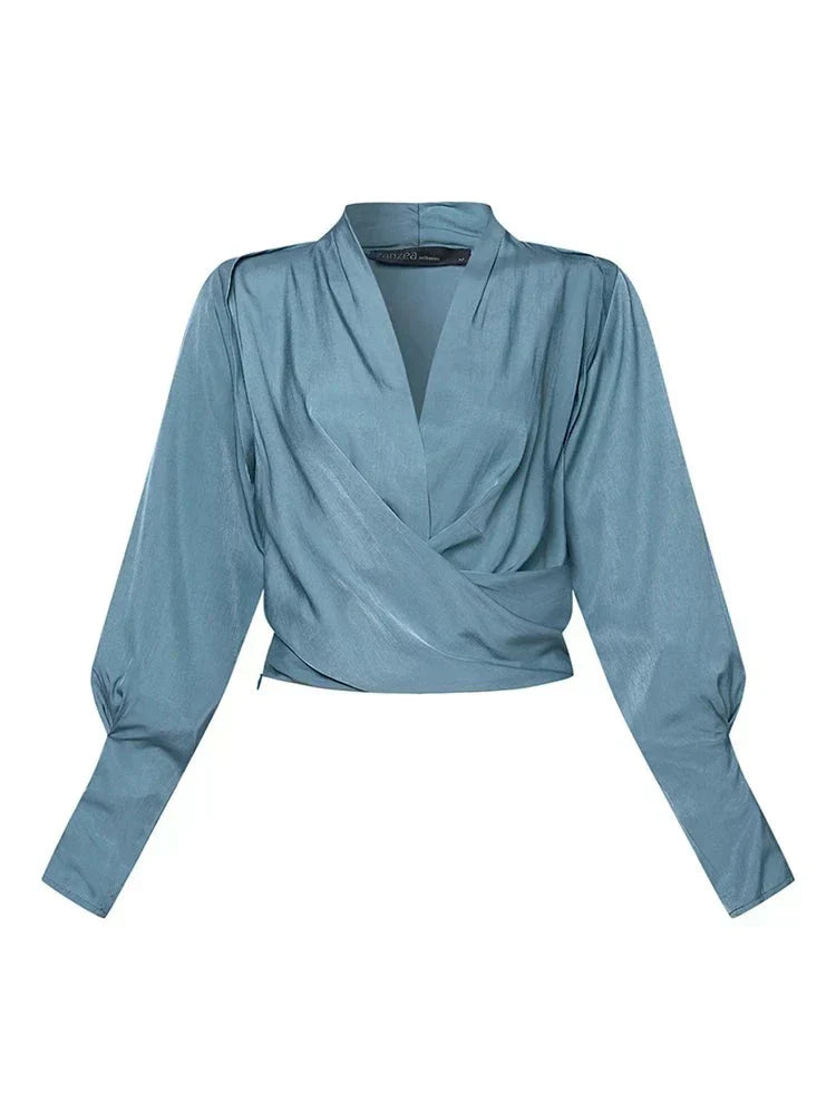 Elyse | Elegante Wikkelblouse met Lange Mouwen