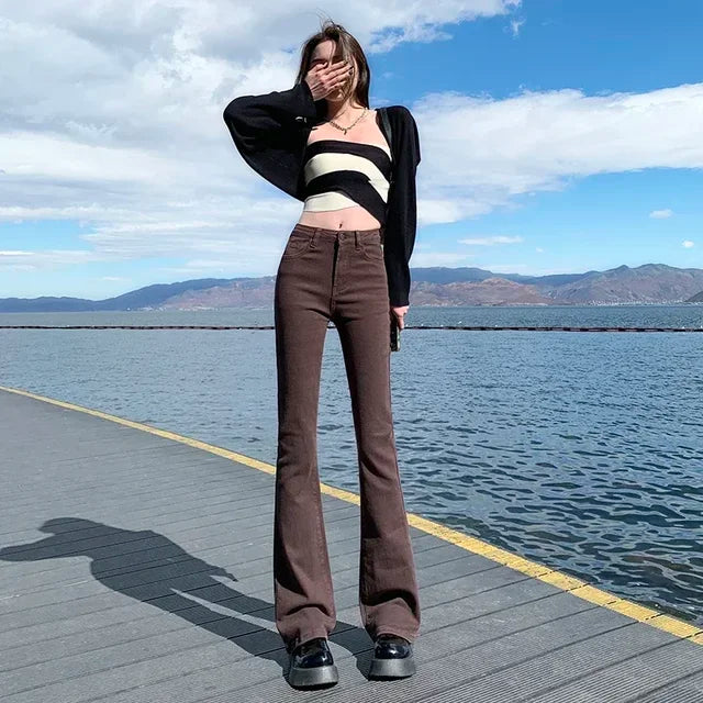 Refined comfortable women's pants made of soft denim
