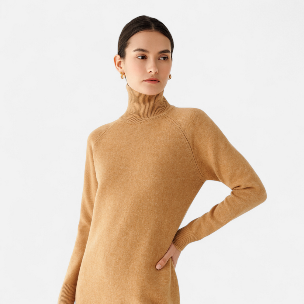 Zachte Merino Cashmere Dames Coltrui met Raglanmouwen en Ribboorden
