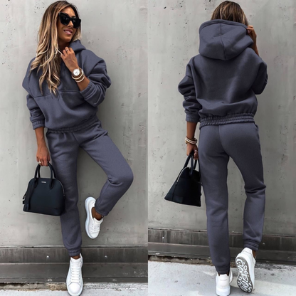 Luxe Dames Tracksuit Set met Hoodie en High Waist Broek