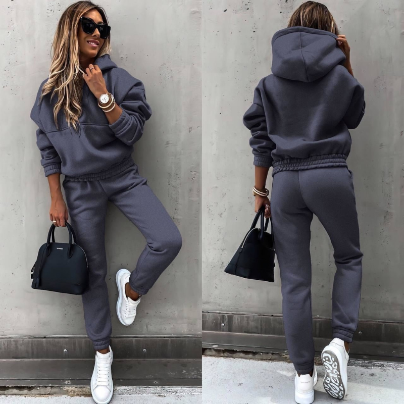 Luxury Women's Tracksuit Set with Hoodie and High Waist Pants