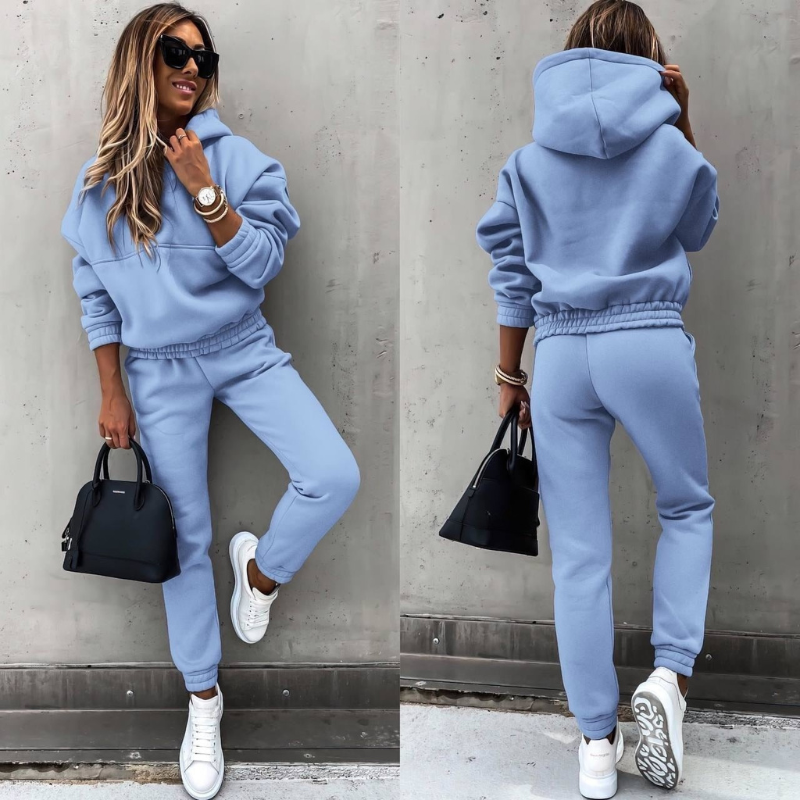 Luxury Women's Tracksuit Set with Hoodie and High Waist Pants