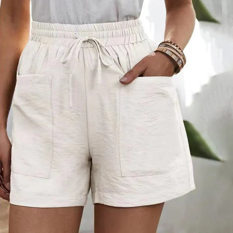 Balbina | Zomerse Linnen Shorts met Hoge Taille en Koordsluiting