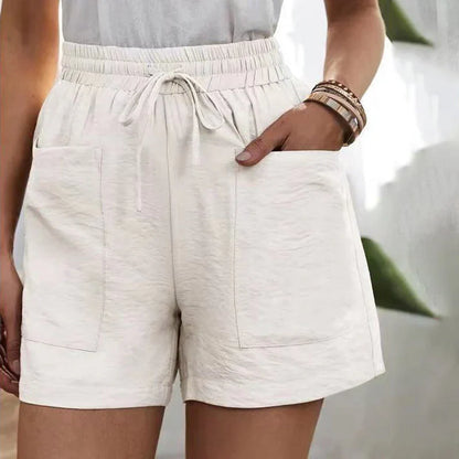 Balbina | Zomerse Linnen Shorts met Hoge Taille en Koordsluiting