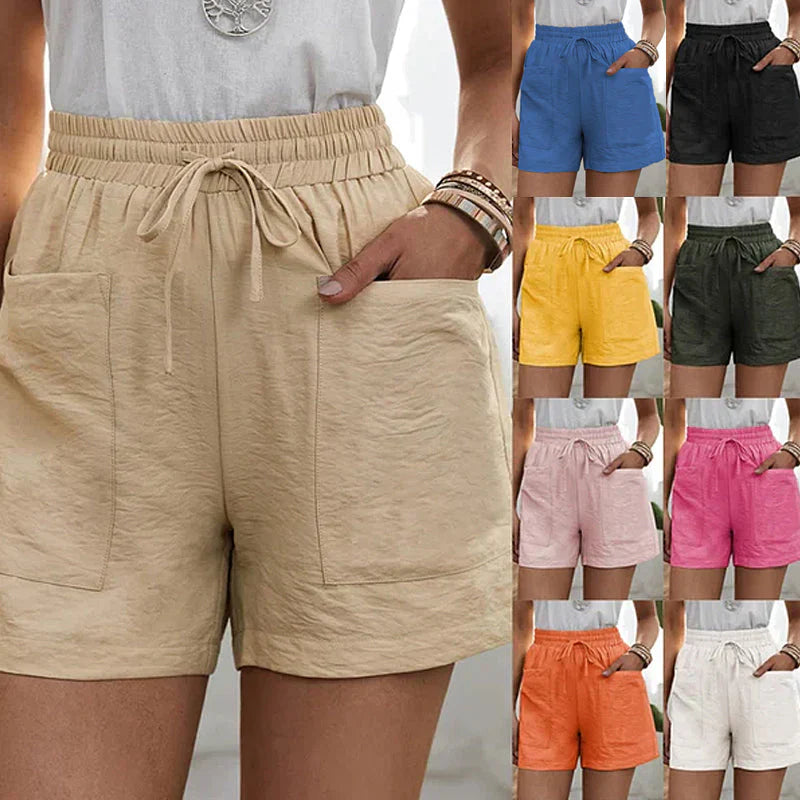 Balbina | Zomerse Linnen Shorts met Hoge Taille en Koordsluiting
